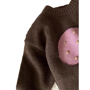 Pull à motif personnalisable pour filles, épais, couche de base automne-hiver, manches longues, pull doux et tendance, taille petite - Product Image 3
