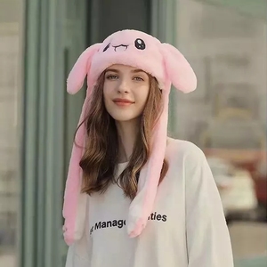 Sombrero de conejito de Corea, sombrero de Animal de peluche de dibujos animados, sombrero de conejo <span class=keywords><strong>Pikachu</strong></span> suave encantador con movimientos, <span class=keywords><strong>orejas</strong></span> móviles de conejo - Product Image 2