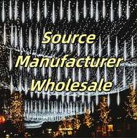 Guirlandes lumineuses RVB nouveau 10 tubes extérieur année pluie de météores LED noël étanche IP65 écologique 220V/110V boîte de couleur 20 arbre