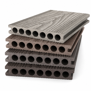 Planche de terrasse WPC à grain de bois 3D en relief, extérieure, imperméable, à emboîtement, surface lisse, double verrouillage, rainuré et langueté - Product Image 1