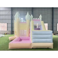 Château gonflable trampoline toboggan piscine combiné en PVC couleur macaron personnalisé QY Factory 5x4x3M usage commercial