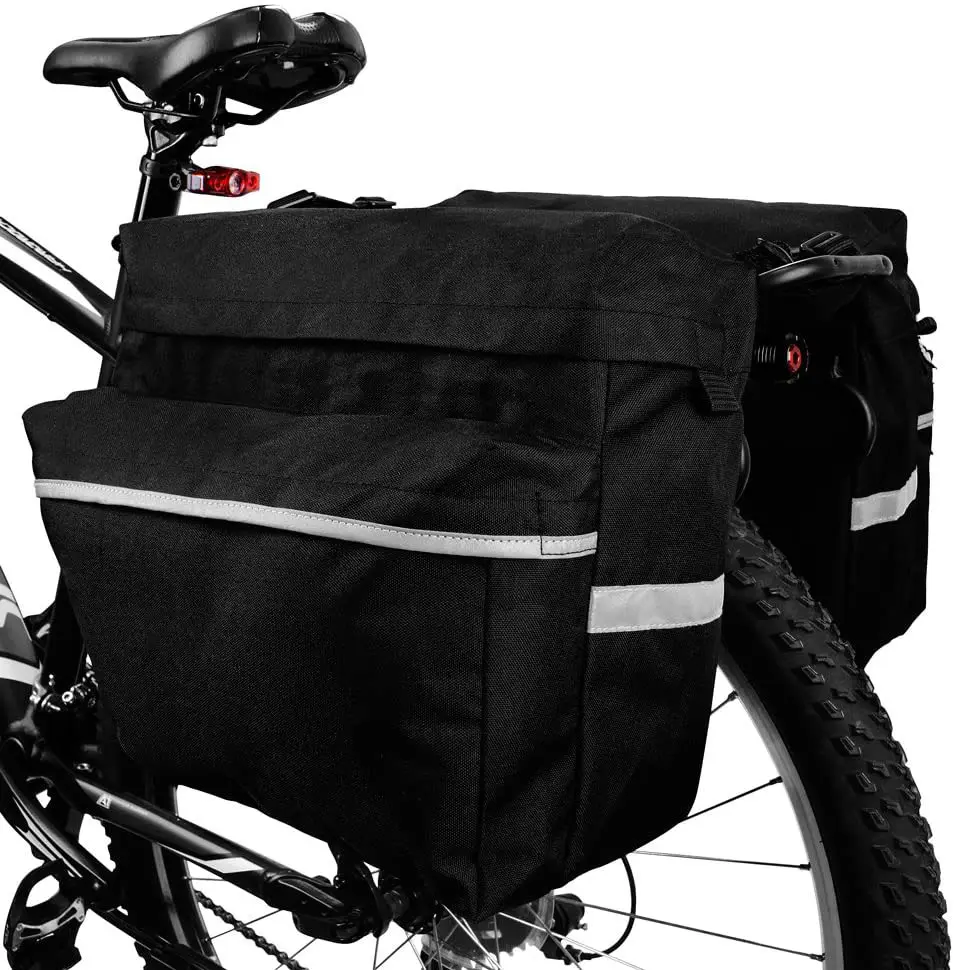 High Quality Bicycle Pannier Adjustable Waterproof Pannier Rack With Reflective Trim Large Pockets Travel Storage Bike Bag