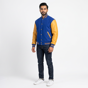 <b>Men's</b> High Quality FINER THREADS Letterman Varsity <b>Jacket</b> Wool Body Streetwear <b>Smart</b> Stylish College Baseball <b>Jacket</b> Front - Product Image 1