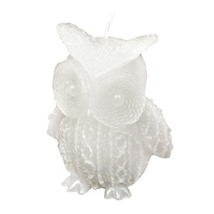 Vela Decorativa con Diseño de Búho Blanco y Purpurina, Única y Atractiva - Product Image 1