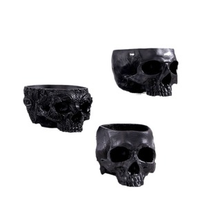 Resin Skull Storage Ornament Halloween Decoration Indoor Ghost Head Prop Key Holder Candy Dish - Product Image 5