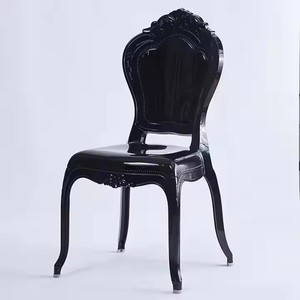 Chaise de banquet de mariage en plastique transparent bon marché de haute qualité avec dossier couronne transparente empilable - Product Image 6