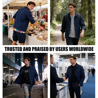 Veste de travail vintage française personnalisée avec votre logo, style Rainbow Spray, épaisse, avec plusieurs poches, veste de travail rétro pour hommes