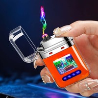 Vente en gros Mini briquet électrique à plasma à double arc rechargeable par USB avec étui en plastique transparent