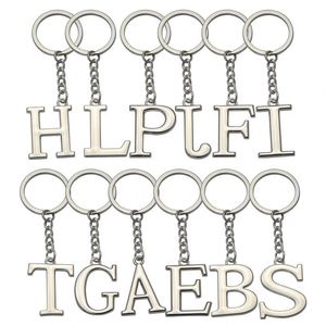 Porte-clés en métal DIY avec lettres A-Z, couleur argent, pour clés de voiture, cadeau pour femme, 26 lettres, porte-clés pour fête - Product Image 6