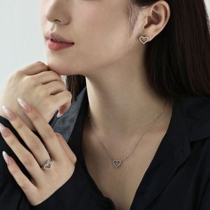 Dylam <b>Women</b> Daily Wear Jewelry Accessories S925 Silver Rhodium Plated 5A Zirconia Heart Necklace Earrings <b>Ring</b> Jewelry <b>Set</b> - Product Image 6
