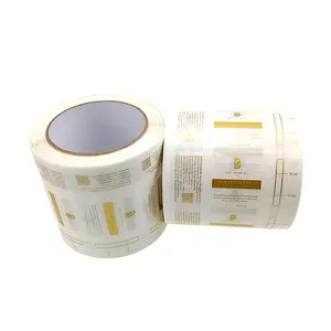 Custom Transparent Hot Stamping Gold Foil Logo Printing Label Stickers Adhesive Private Cosmetic Clear Bottle Sticker Roll