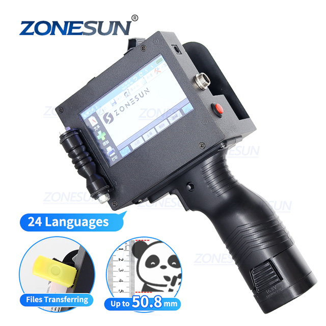 ZONESUN ZS-HIP508 Color Expiry Date Labeling Logo Coding Large Character 50.8MM Portable Handheld Inkjet Printer