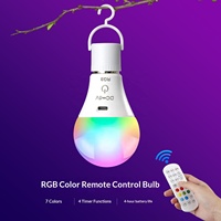 Ampoule LED RGB E27 à télécommande, rechargeable par USB, double usage, lumière ambiante à changement de couleur pour usage hôtelier, intensité variable, CRI élevé 80-90