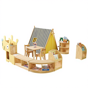 Ensemble de mobilier scolaire moderne en bois sur le thème de la forêt Moetry <span class=keywords><strong>pour</strong></span> la salle de classe de la maternelle, espace de lecture, armoire - Product Image 1