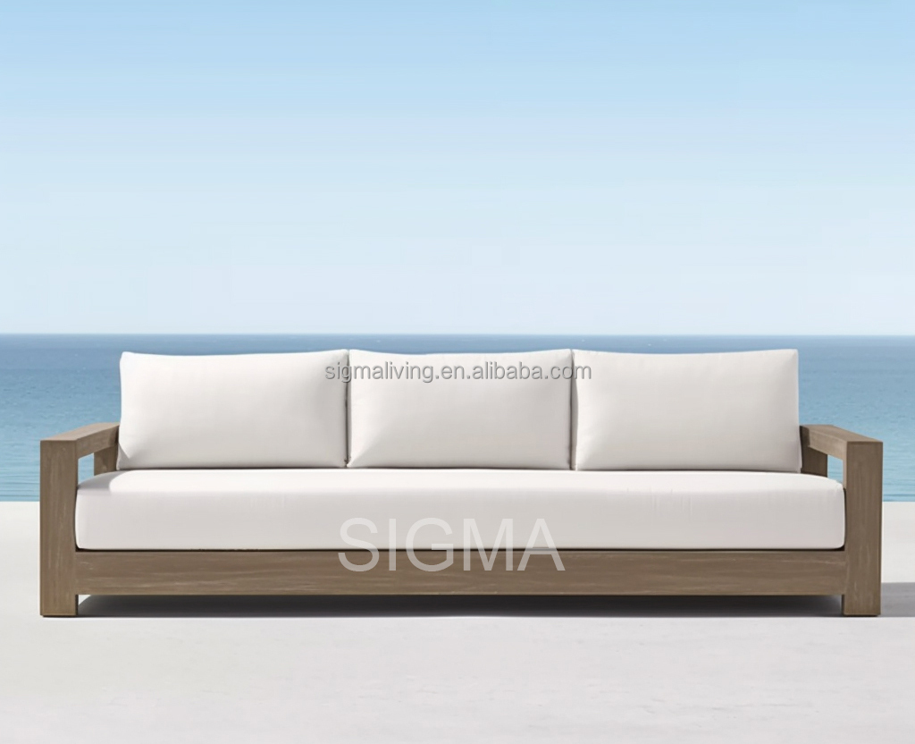Hotel Luxury Outdoor Patio All Weather Garden Sofa Set Solid Wooden Furniture Teak Sofa