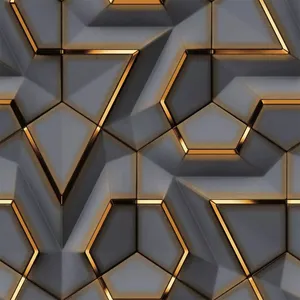 3D Wallpaper Geometrisches metallisches Tapeten Zeitgenössisches Design Vinyl Wallpaper für Home Decor Office Hotel