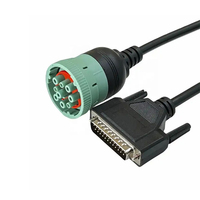 Ventas al por mayor personalizado Tipo 2 verde J1939 9 pines macho a RS232 DB25 VGA 25 pines hembra Cable adaptador para camión ELD dispositivo