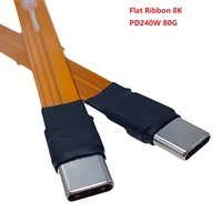 Câble USB4 40 Gbps 240 W USB-C mâle vers mâle Type-C 100 W 8K plat fin FPC données profil bas angulaire pour ordinateur portable téléphone