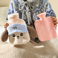 Nouvelle bouillotte mignonne en forme d'animal de dessin animé pour étudiants, en PVC écologique, en peluche, remplie d'eau, pour chaud et froid, avec eau chaude amovible