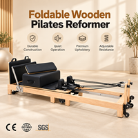 Appareil de Pilates Reformer pliable en chêne et érable pour entraînement professionnel en studio, cadre en bois, logo personnalisé