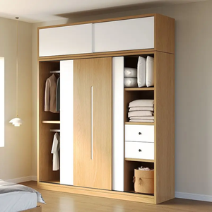 Armario Moderno de Madera Hecho a Medida, Mueble de Almacenamiento para Dormitorio, Diseño de Puerta Corredera, Estantes Ajustables, Rieles para Ropa, Resistente a la Humedad - Product Image 2