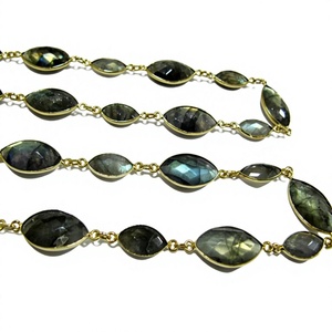 Cadena Conectora de Labradorita Natural en Forma de Marquesa, Corte Láser, Tipo Briolette, Se Vende por Pie - Product Image 1