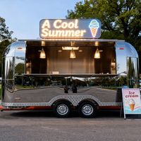 Camion de restauration vintage personnalisé pour smoothies, glaces et granités, avec réfrigérateur