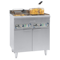 Friteuse électrique professionnelle en acier inoxydable avec 2 compartiments de 16 L, thermostat réglable pour usage commercial