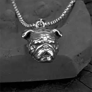 Stainless Steel <b>Bulldog</b> Pendant Necklace Men's Animal Charm Hip Hop Style Jewelry <b>Gift</b> For Clothing Matching - Product Image 1