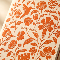 Carnet à couverture rigide personnalisé, motif floral colibri orange en relief, journal d'écriture relié, cadeau, agenda