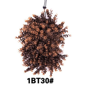 Extensions de cheveux synthétiques bouclés en gros, style afro, <span class=keywords><strong>avec</strong></span> <span class=keywords><strong>frange</strong></span>, queue de cheval courte afro crépue, à clipser - Product Image 4