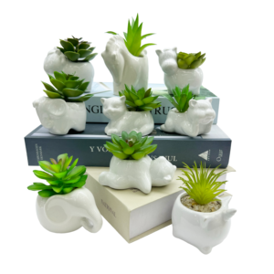 Commercio all'ingrosso quadrato vaso di ceramica per interni decorazione per la casa artificiale piante succulente per l'ufficio o camera da letto - Product Image 2