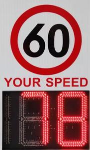 Panneau de signalisation de vitesse radar solaire LED rouge et blanc avec alimentation électrique - Product Image 3