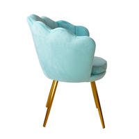 Fauteuils en velours vert paon avec accent pétale de fleur mobilier de salle à manger et de salon pour chambre à coucher