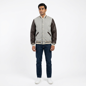 Customized <b>Men's</b> Varsity <b>Baseball</b> <b>Jacket</b> Stand Collar Front New Design College <b>Jackets</b> Warm Feature Custom Embroidery Patches - Product Image 1