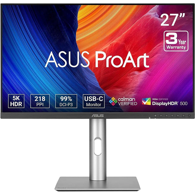 ProArt Display PA27JCV 27" 5K HDR Professional Monitor- 5K (5120 X 2880), IPS, 99% DCI-P3, 100% SRGB, USB-C PD 96W