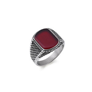 Винтажный дизайн, высококачественная нержавеющая сталь 18k, позолоченный Агат, драгоценный камень, Изумрудный камень, массивное широкое кольцо для мужчин - Product Image 5