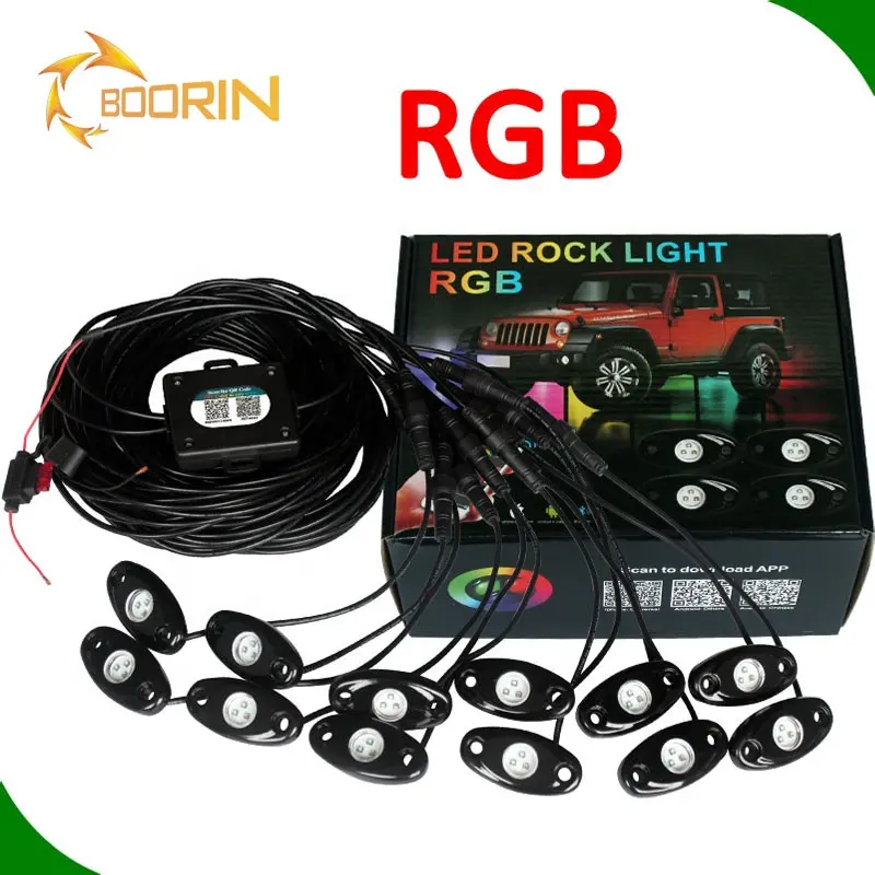 low voltage RGB RGBW led lighting off car rock lights for road boats RGB rock light led pods with music mode control by APP