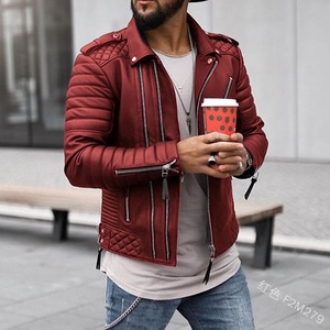 Chaqueta de PU de moda de calle de invierno para hombre Cremallera de motocicleta con cuello de solapa Abrigo informal - Product Image 2