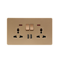 Abuk EU UK Standard CE Rosh électrique 10A 13A 16A 1/2/3 Gang interrupteur d'éclairage mural électronique et 2 prises USB