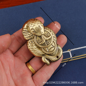Maniglie, pendenti, ganci in ottone Dingtong Senshe, artigianato <span class=keywords><strong>serpente</strong></span> dorato della prosperità, corda non verniciata, all'ingrosso, ornamento - Product Image 4