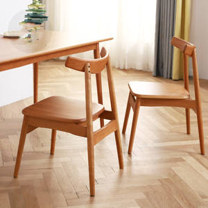 Silla de comedor de madera maciza de cerezo nórdico de estilo coreano, silla de comedor estable de diseño moderno minimalista para uso doméstico y en restaurantes - Product Image 3