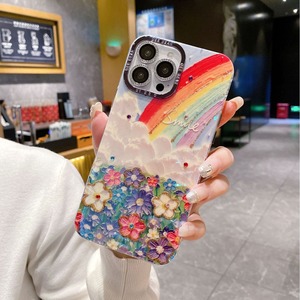 Cover per <span class=keywords><strong>iPhone</strong></span> 14 <span class=keywords><strong>13</strong></span> 12 11 <span class=keywords><strong>Pro</strong></span> Max con Fiori Arcobaleno in Stile Pittura a Olio Retrò, <span class=keywords><strong>Protezione</strong></span> Fotocamera in Metallo - Product Image 2