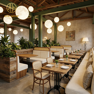 Juego <span class=keywords><strong>de</strong></span> Mesa y Sillas <span class=keywords><strong>de</strong></span> Ratán Cuadradas para Cafetería del Sudeste, Muebles Tapizados para Restaurante, Sofá y Asientos para Puesto <span class=keywords><strong>de</strong></span> Comida - Product Image 6