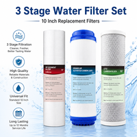 Ensemble de cartouches de filtre à eau en trois étapes, filtres de remplacement en PP, charbon actif UDF, CTO de dix pouces pour purificateur domestique
