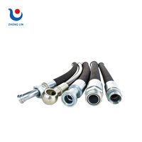 Tuyau hydraulique en caoutchouc NBR tressé en fil d'acier haute pression double couche pour excavatrice minière, raccord personnalisable