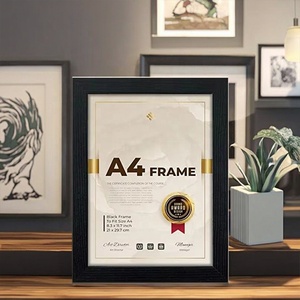 Bán buôn A4 màu đen hình ảnh bằng gỗ khung Wall Mount bảng đứng vật liệu gỗ giấy chứng nhận khung ảnh - Product Image 6