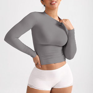 Maglietta Casual a Maniche Lunghe Slim Fit con Stampa per Donna, Top Sportivo con Collo Tondo, Maglietta Modellante <span class=keywords><strong>Streetwear</strong></span> - Product Image 2
