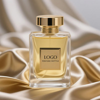Botellas de Vidrio Cuadradas Transparentes de 30ml, 50ml y 100ml para Perfume y Aceites Esenciales de Lujo, Marca LK Personalizadas, con Logotipo Personalizable y Tapa Dorada
