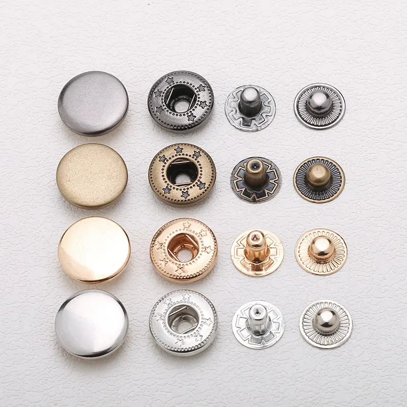 High Quality Double-sided Brass Metal Snaps Buttons Closure Four In One Buttons For Leather Down Jacket Down-filled Coat